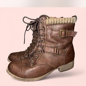 Brown Lace-Up Ankle Boots